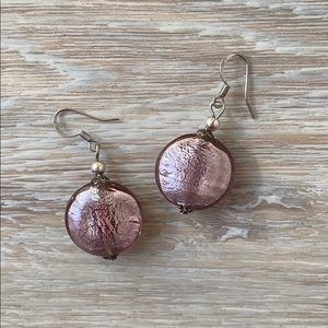 Rose glass bead earrings